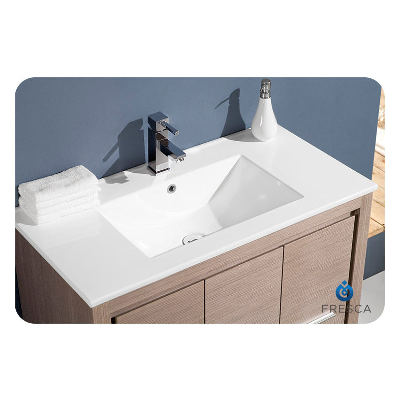 Fresca Allier 36" Gray Oak Modern Bathroom Vanity with Mirror FVN8136GO