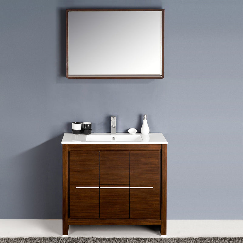 Fresca Allier 36" Wenge Brown Modern Bathroom Vanity with Mirror FVN8136WG