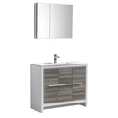 Fresca Allier Rio 40" Ash Gray Modern Bathroom Vanity w/ Medicine Cabinet FVN8140HA