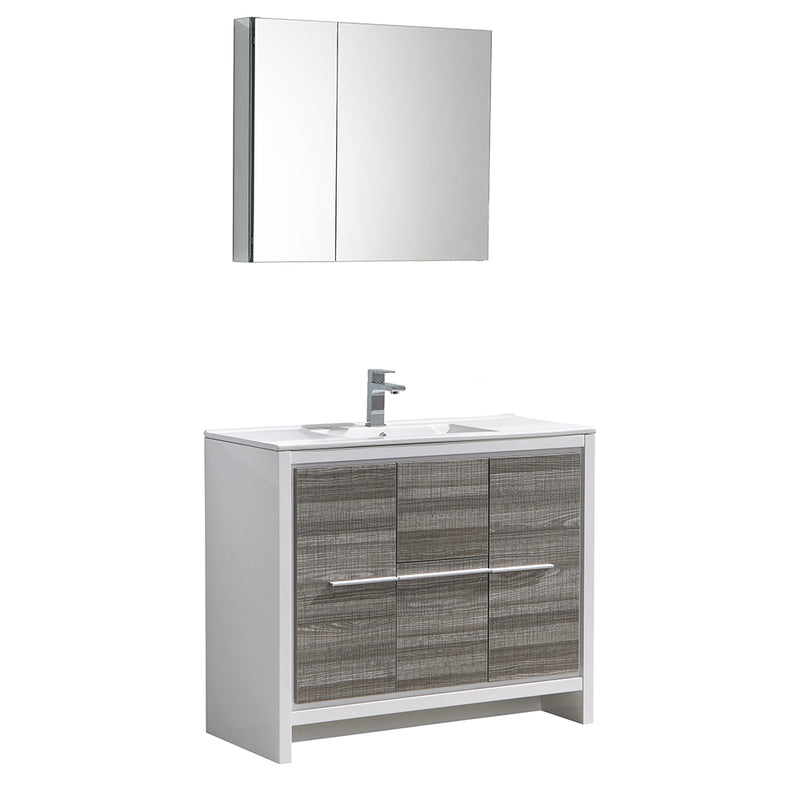 Fresca Allier Rio 40" Ash Gray Modern Bathroom Vanity w/ Medicine Cabinet FVN8140HA