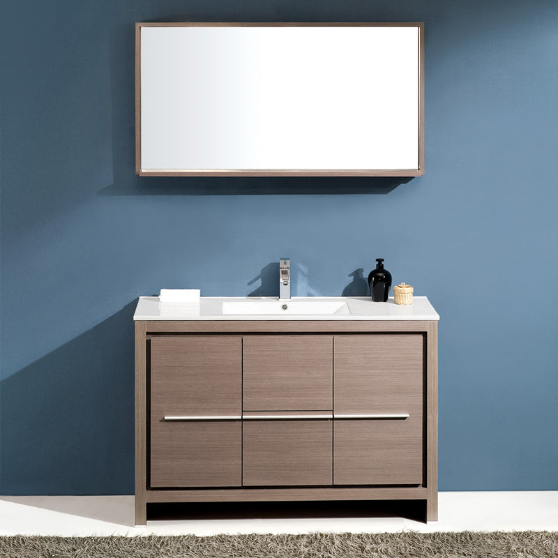 Fresca Allier 48" Gray Oak Modern Bathroom Vanity with Mirror FVN8148GO