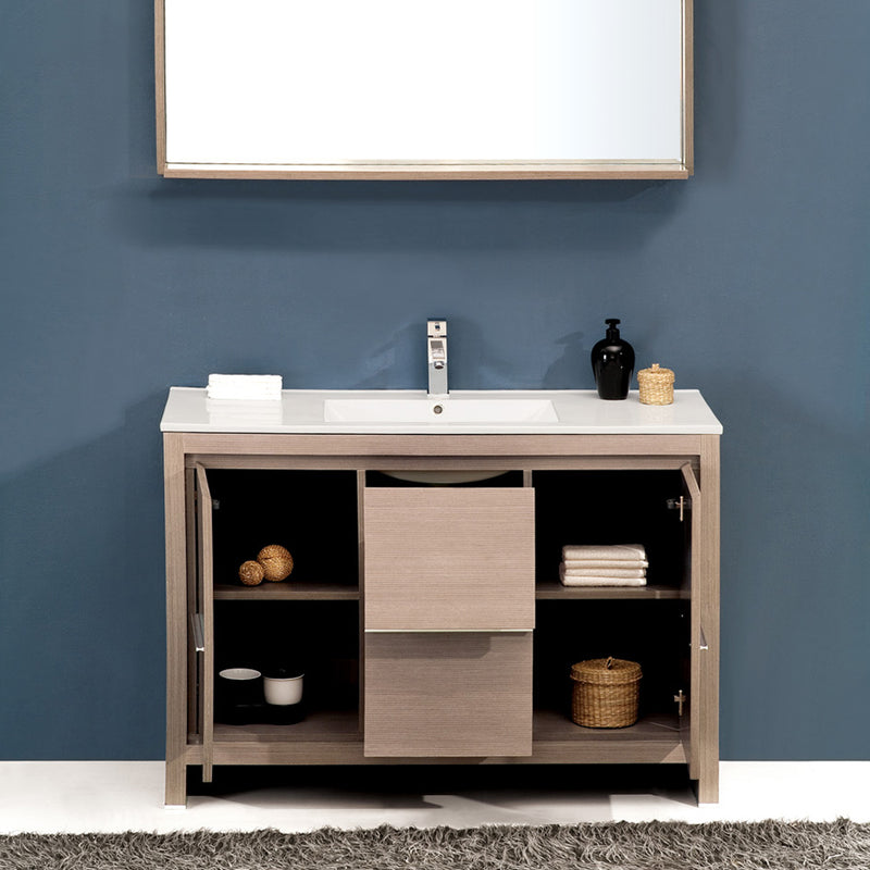 Fresca Allier 48" Gray Oak Modern Bathroom Vanity with Mirror FVN8148GO