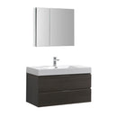 Fresca Valencia 40" Gray Oak Wall Hung Modern Bathroom Vanity w/ Medicine Cabinet FVN8342GO