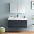 Fresca Valencia 48" Dark Slate Gray Wall Hung Modern Bathroom Vanity with Medicine Cabinet FVN8348GG