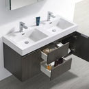 Fresca Valencia 48" Gray Oak Wall Hung Double Sink Modern Bathroom Vanity with Medicine Cabinet FVN8348GO-D