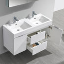 Fresca Valencia 48" Glossy White Wall Hung Double Sink Modern Bathroom Vanity with Medicine Cabinet FVN8348WH-D