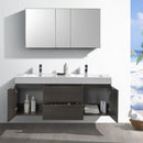 Fresca Valencia 60" Gray Oak Wall Hung Double Sink Modern Bathroom Vanity with Medicine Cabinet FVN8360GO-D