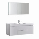 Fresca Valencia 60" Glossy White Wall Hung Modern Bathroom Vanity w/ Medicine Cabinet FVN8360WH