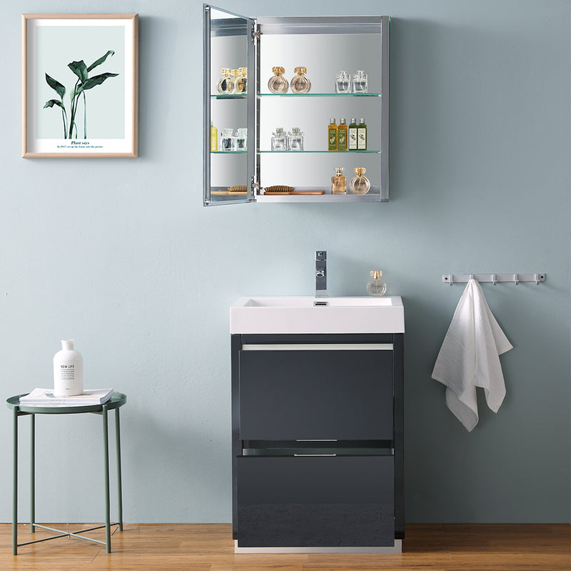 Fresca Valencia 24" Dark Slate Gray Free Standing Modern Bathroom Vanity with Medicine Cabinet FVN8424GG