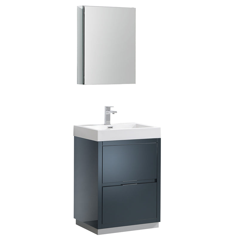 Fresca Valencia 24" Dark Slate Gray Free Standing Modern Bathroom Vanity w/ Medicine Cabinet FVN8424GG