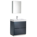 Fresca Valencia 30" Dark Slate Gray Free Standing Modern Bathroom Vanity w/ Medicine Cabinet FVN8430GG