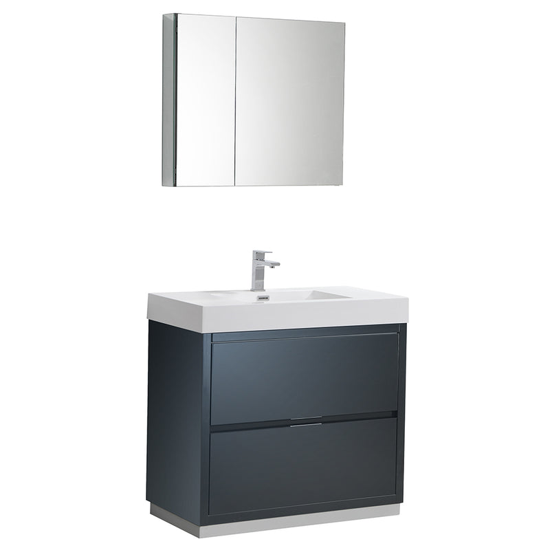 Fresca Valencia 36" Dark Slate Gray Free Standing Modern Bathroom Vanity w/ Medicine Cabinet FVN8436GG