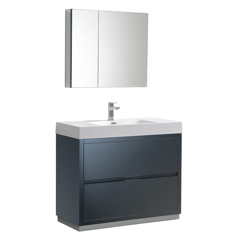 Fresca Valencia 40" Dark Slate Gray Free Standing Modern Bathroom Vanity w/ Medicine Cabinet FVN8442GG