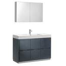 Fresca Valencia 48" Dark Slate Gray Free Standing Modern Bathroom Vanity w/ Medicine Cabinet FVN8448GG