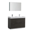 Fresca Valencia 48" Gray Oak Free Standing Double Sink Modern Bathroom Vanity w/ Medicine Cabinet FVN8448GO-D