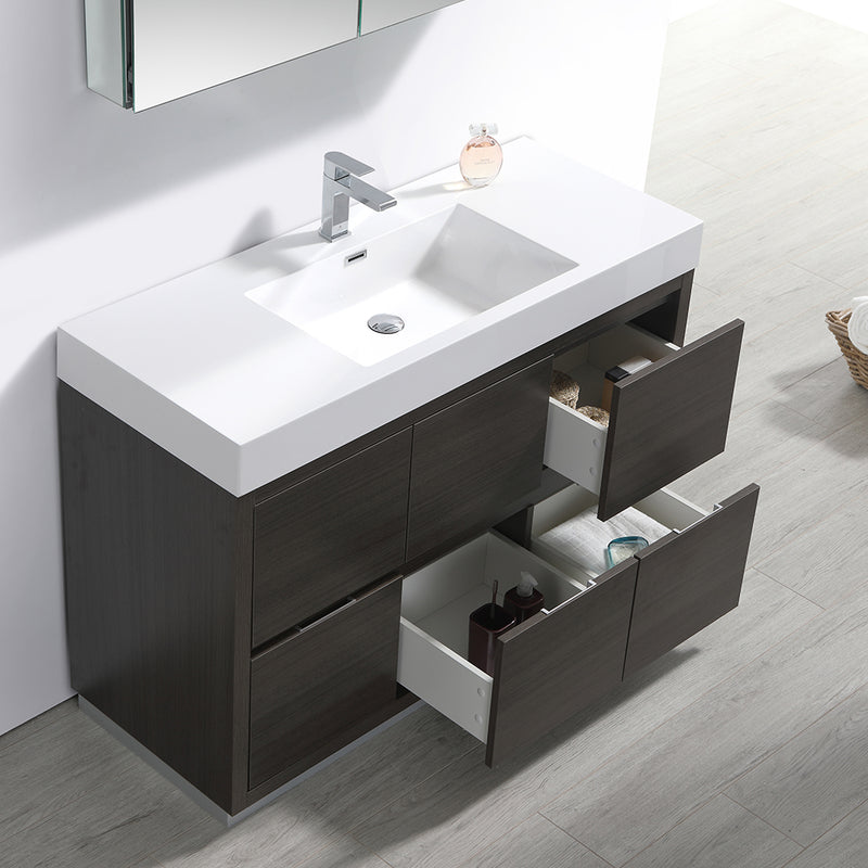 Fresca Valencia 48" Gray Oak Free Standing Modern Bathroom Vanity with Medicine Cabinet FVN8448GO