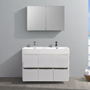 Fresca Valencia 48" Glossy White Free Standing Double Sink Modern Bathroom Vanity with Medicine Cabinet FVN8448WH-D