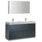 Fresca Valencia 60" Dark Slate Gray Free Standing Double Sink Modern Bathroom Vanity w/ Medicine Cabinet FVN8460GG-D