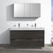 Fresca Valencia 60" Gray Oak Free Standing Double Sink Modern Bathroom Vanity with Medicine Cabinet FVN8460GO-D