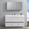 Fresca Valencia 60" Glossy White Free Standing Modern Bathroom Vanity with Medicine Cabinet FVN8460WH