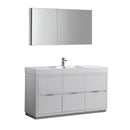 Fresca Valencia 60" Glossy White Free Standing Modern Bathroom Vanity w/ Medicine Cabinet FVN8460WH