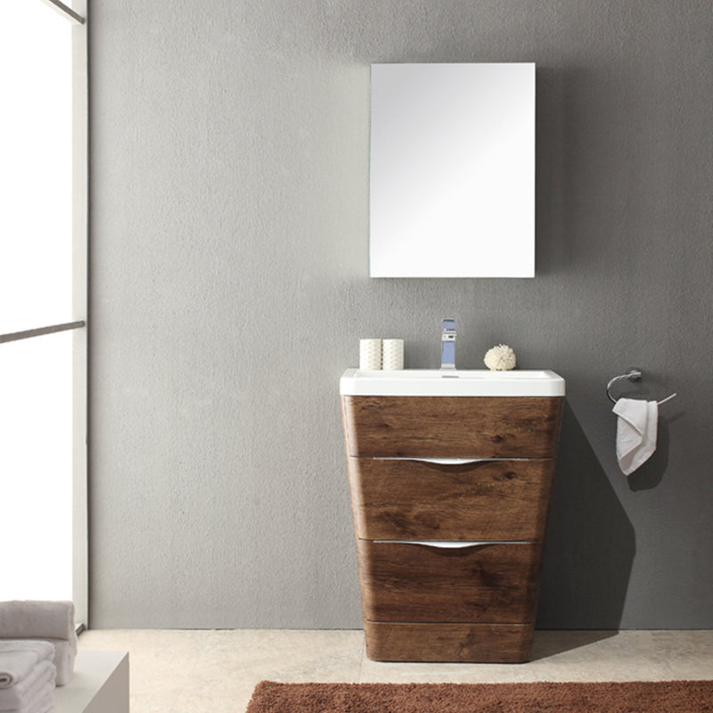 Fresca Milano 26" Rosewood Modern Bathroom Vanity with Medicine Cabinet FVN8525RW