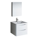 Fresca Tuscany 24" Glossy White Wall Hung Modern Bathroom Vanity w/ Medicine Cabinet FVN9024WH