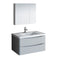 Fresca Tuscany 36" Glossy Gray Wall Hung Modern Bathroom Vanity w/ Medicine Cabinet FVN9036GRG