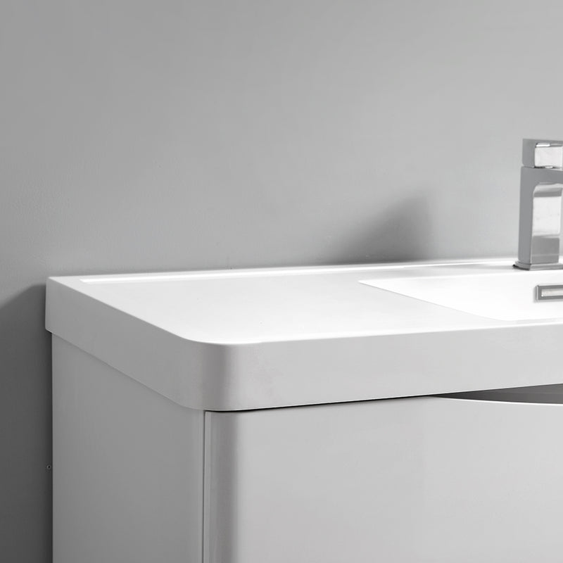 Fresca Tuscany 36" Glossy White Wall Hung Modern Bathroom Vanity with Medicine Cabinet FVN9036WH