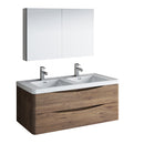 Fresca Tuscany 48" Rosewood Wall Hung Double Sink Modern Bathroom Vanity w/ Medicine Cabinet FVN9048RW-D