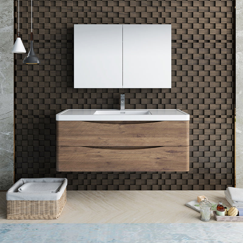 Fresca Tuscany 48" Rosewood Wall Hung Modern Bathroom Vanity with Medicine Cabinet FVN9048RW