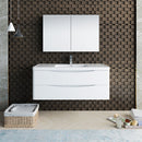 Fresca Tuscany 48" Glossy White Wall Hung Modern Bathroom Vanity with Medicine Cabinet FVN9048WH