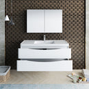 Fresca Tuscany 48" Glossy White Wall Hung Modern Bathroom Vanity with Medicine Cabinet FVN9048WH