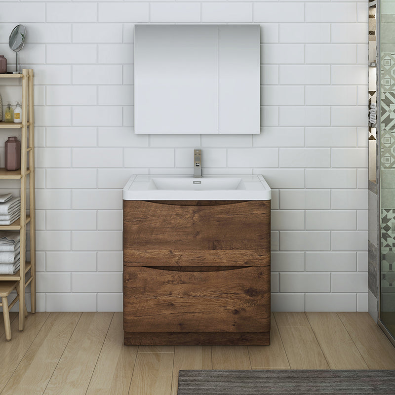 Fresca Tuscany 32" Rosewood Free Standing Modern Bathroom Vanity with Medicine Cabinet FVN9132RW