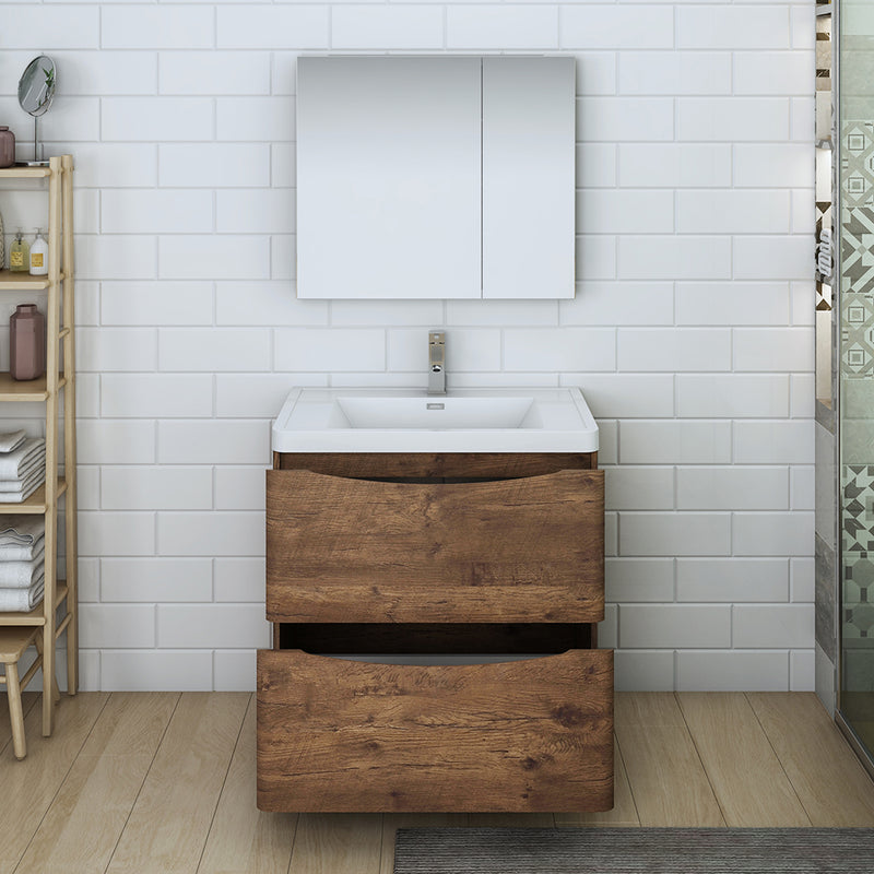 Fresca Tuscany 32" Rosewood Free Standing Modern Bathroom Vanity with Medicine Cabinet FVN9132RW