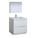 Fresca Tuscany 32" Glossy White Free Standing Modern Bathroom Vanity w/ Medicine Cabinet FVN9132WH