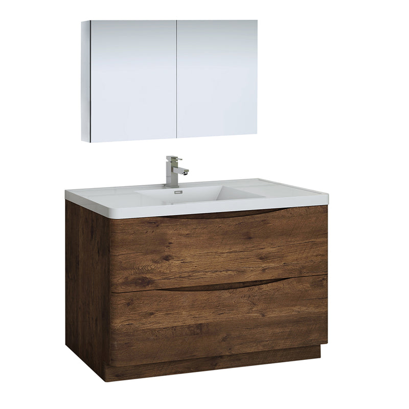 Fresca Tuscany 48" Rosewood Free Standing Modern Bathroom Vanity w/ Medicine Cabinet FVN9148RW