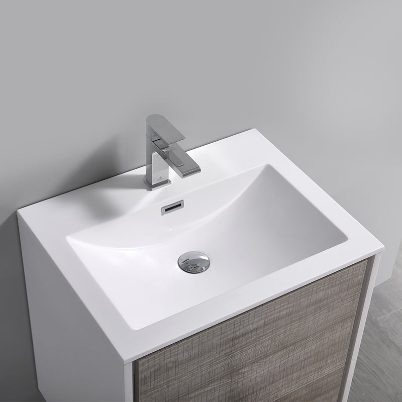 Fresca Catania 24" Glossy Ash Gray Wall Hung Modern Bathroom Vanity with Medicine Cabinet FVN9224HA