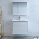 Fresca Catania 30" Glossy White Wall Hung Modern Bathroom Vanity with Medicine Cabinet FVN9230WH