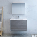 Fresca Catania 36" Glossy Ash Gray Wall Hung Modern Bathroom Vanity with Medicine Cabinet FVN9236HA