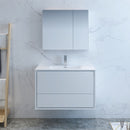 Fresca Catania 36" Glossy White Wall Hung Modern Bathroom Vanity with Medicine Cabinet FVN9236WH