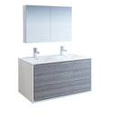 Fresca Catania 48" Glossy Ash Gray Wall Hung Double Sink Modern Bathroom Vanity w/ Medicine Cabinet FVN9248HA-D