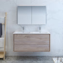 Fresca Catania 48" Rustic Natural Wood Wall Hung Double Sink Modern Bathroom Vanity with Medicine Cabinet FVN9248RNW-D