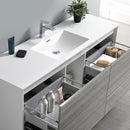 Fresca Catania 60" Glossy Ash Gray Wall Hung Single Sink Modern Bathroom Vanity with Medicine Cabinet FVN9260HA-S