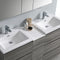 Fresca Lazzaro 60" Glossy Ash Gray Free Standing Double Sink Modern Bathroom Vanity with Medicine Cabinet FVN93-241224HA-D