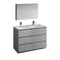 Fresca Lazzaro 48" Gray Free Standing Double Sink Modern Bathroom Vanity w/ Medicine Cabinet FVN93-2424GR-D