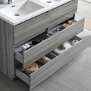 Fresca Lazzaro 48" Glossy Ash Gray Free Standing Double Sink Modern Bathroom Vanity with Medicine Cabinet FVN93-2424HA-D