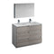 Fresca Lazzaro 48" Glossy Ash Gray Free Standing Double Sink Modern Bathroom Vanity w/ Medicine Cabinet FVN93-2424HA-D