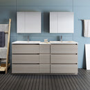 Fresca Lazzaro 72" Gray Wood Free Standing Double Sink Modern Bathroom Vanity with Medicine Cabinet FVN93-301230MGO-D