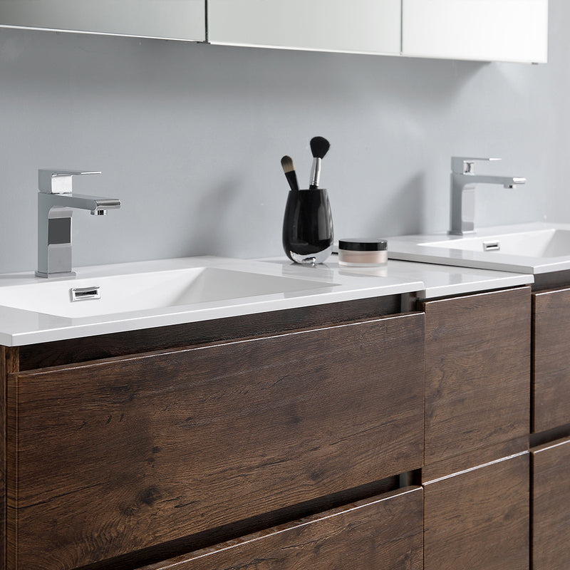 Fresca Lazzaro 72" Rosewood Free Standing Double Sink Modern Bathroom Vanity with Medicine Cabinet FVN93-301230RW-D